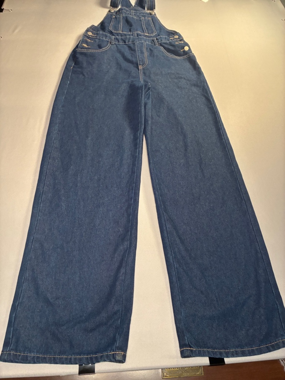 SHEIN Classic Wide-Leg Denim Overalls - Dark Blue Medium